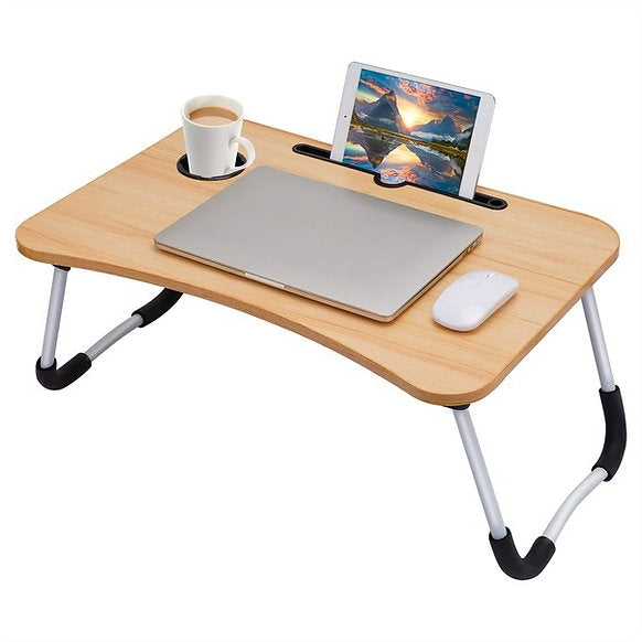 MokokarMultipurpose Foldable with Cup Holder, Study , Bed Wood Portable Laptop Table  (Finish Color - Brown, Pre Assembled)