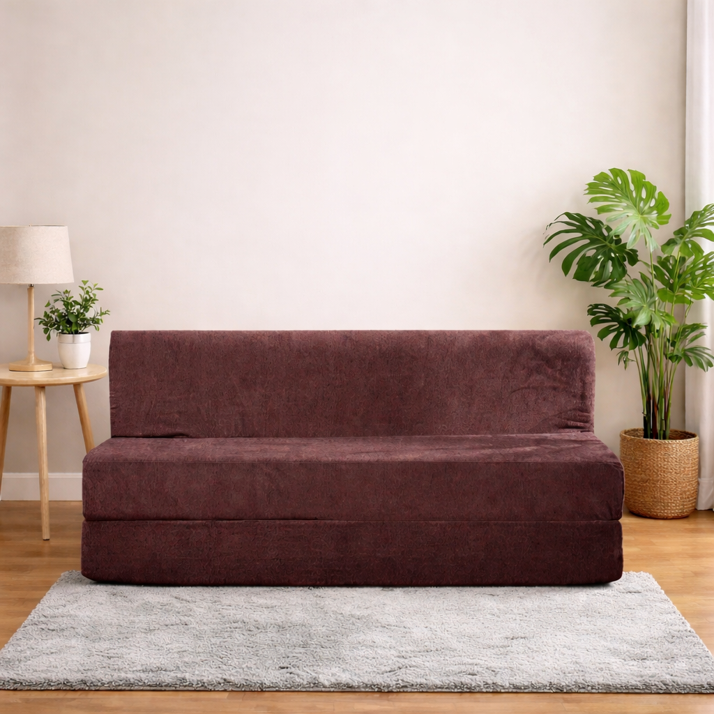 BAMBRO Moshi Fabric 3 Seater Double Foam Fold Out Sofa Cum Bed