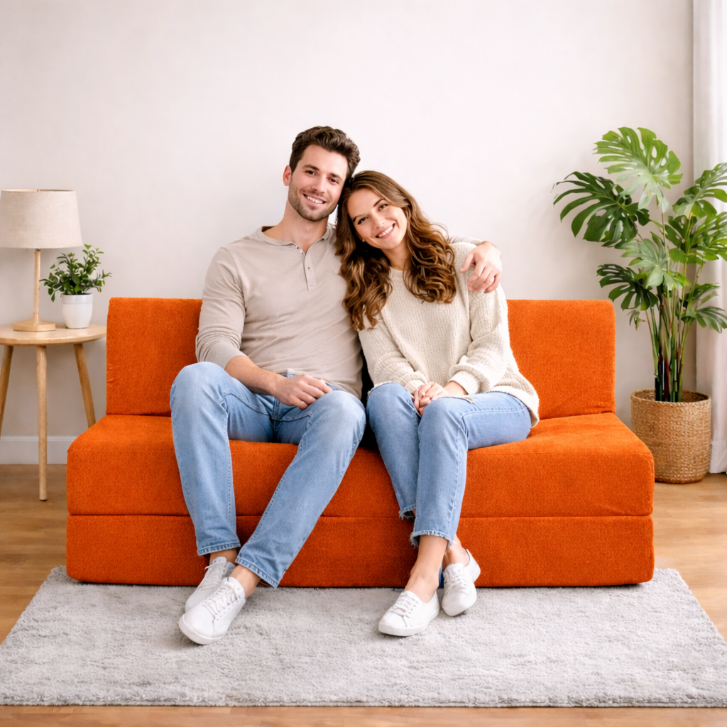 BAMBRO Moshi Fabric 3 Seater Double Foam Fold Out Sofa Cum Bed