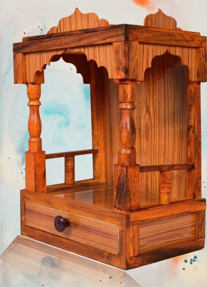 Mokokart  Beautiful wooden Plywood Mandir for Pooja Home Decoration Wall Hanging Beautiful Engineered Wood Home Temple
