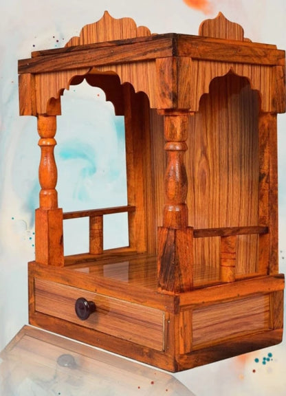 Mokokart  Beautiful wooden Plywood Mandir for Pooja Home Decoration Wall Hanging Beautiful Engineered Wood Home Temple