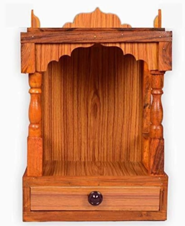 Mokokart  Beautiful wooden Plywood Mandir for Pooja Home Decoration Wall Hanging Beautiful Engineered Wood Home Temple
