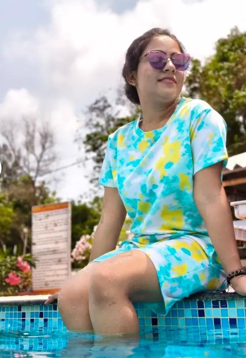 Women's Tie-Dye Lounge Set – Green & Aqua Splash