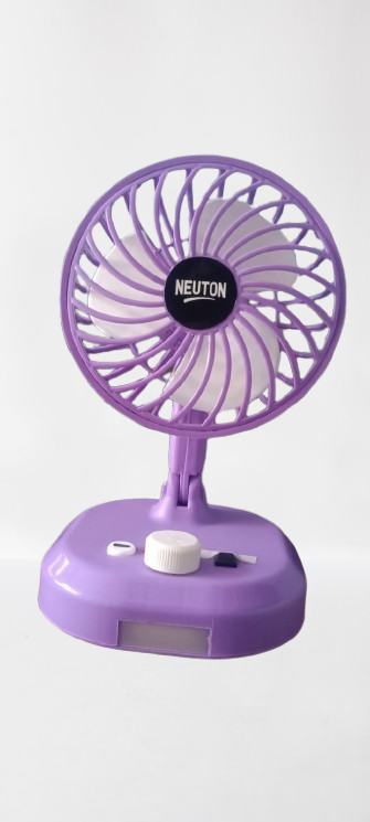 Neuton Portable Fan With 6 Speed Switch With Led Light Rechargeable (Assorted Color)