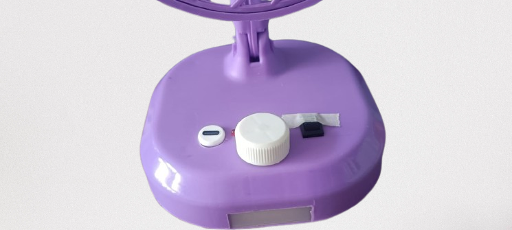 Neuton Portable Fan With 6 Speed Switch With Led Light Rechargeable (Assorted Color)