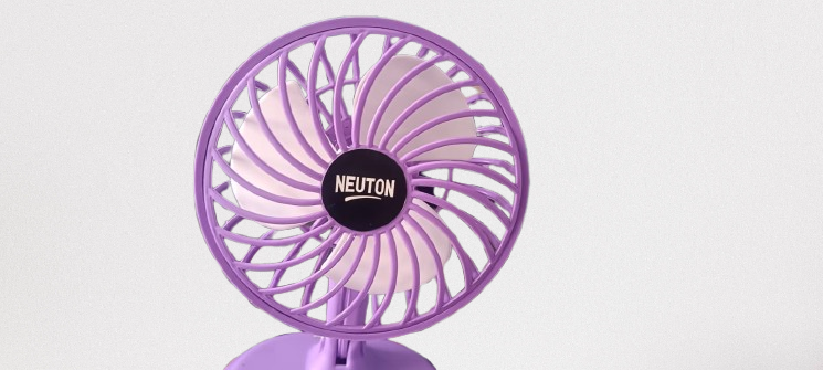 Neuton Portable Fan With 6 Speed Switch With Led Light Rechargeable (Assorted Color)
